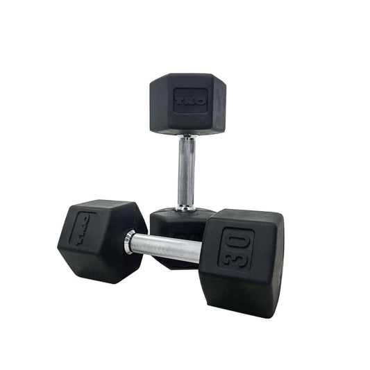TKO Rubber Hex Dumbbell Set w/ Chrome Straight Handle (5-100 lb)