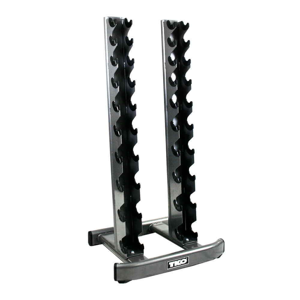 TKO Rubber Hex Straight Handle Dumbbell Set w/ Assorted Rack Options (5-100 lb)