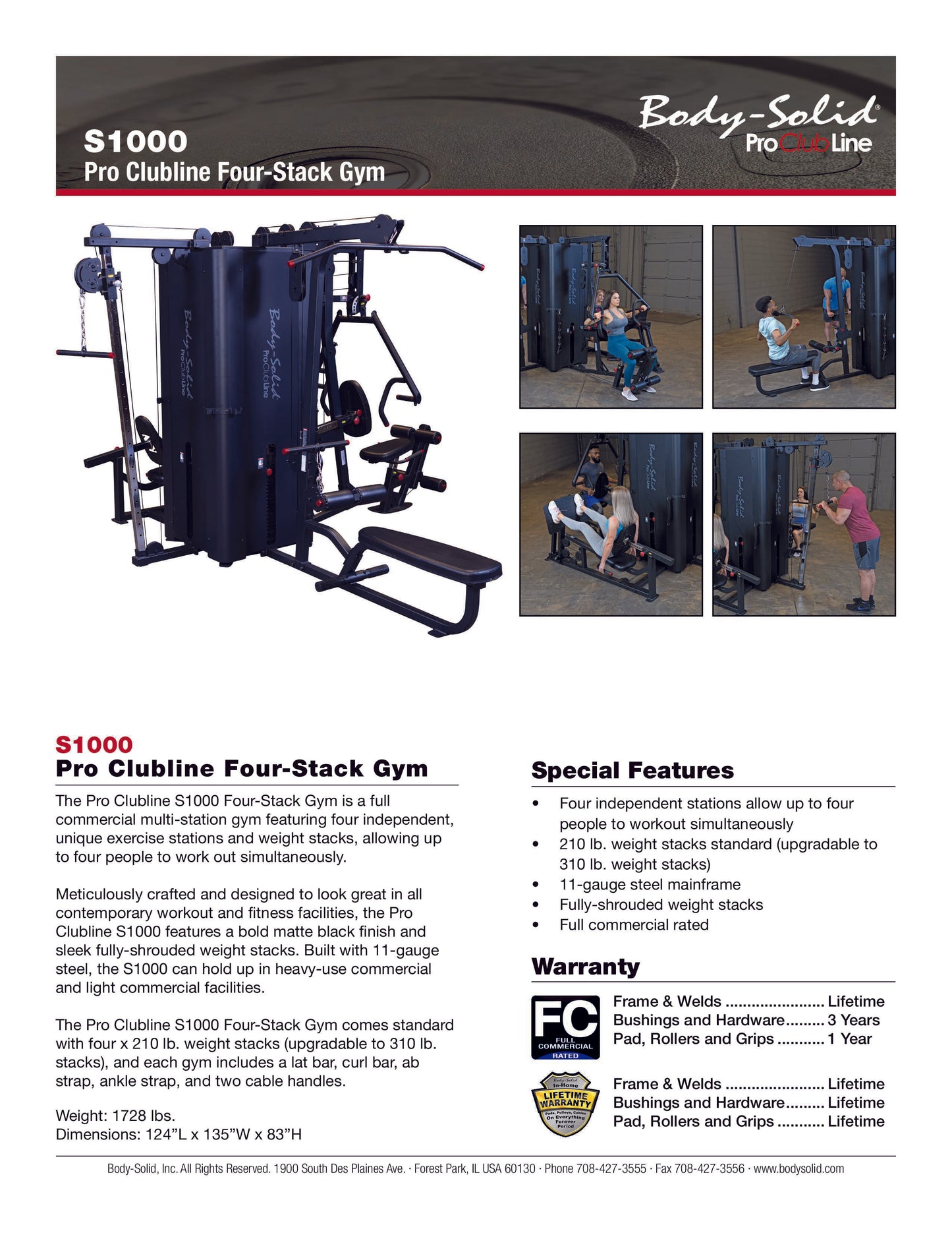 Body-Solid Pro Clubline 4-Stack Gym S1000
