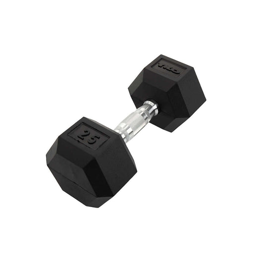 TKO Rubber Hex Dumbbell Set w/ Chrome Contoured Handle (5-50 lb)