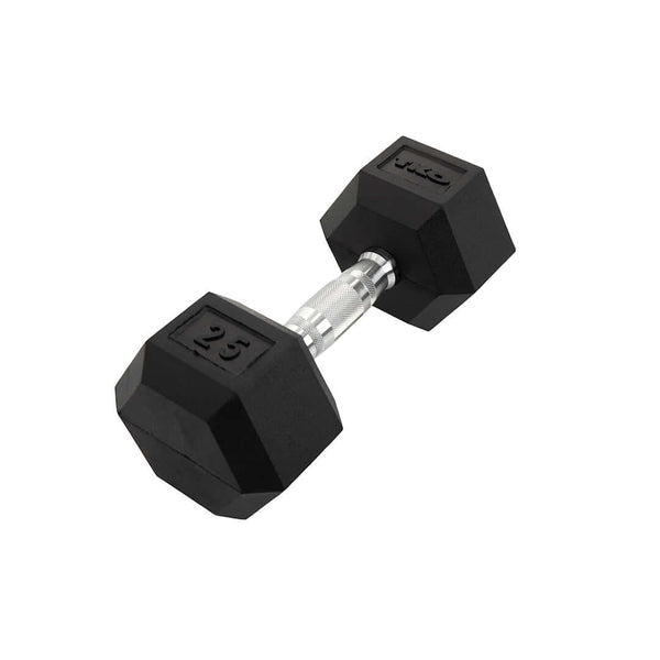 TKO Rubber Hex Dumbbell Set w/ Chrome Contoured Handle (5-50 lb)