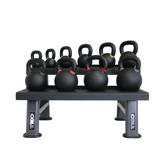 TKO 4-36 kg Pro Cast Kettlebell Set w/ 2-Tier Rack