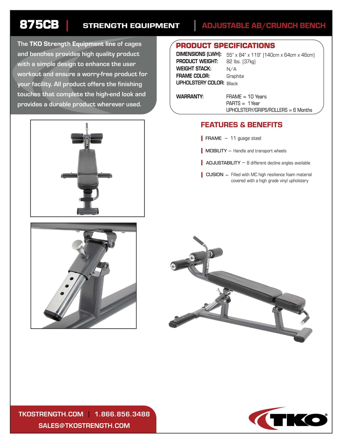 TKO Ab / Crunch Exercise Bench